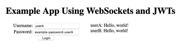 Example application using WebSockets and JWTs Example application using WebSockets and JWTs