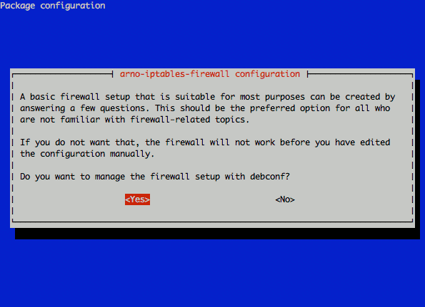 Debconf dialog for arno-iptables-firewall configuration. Debconf dialog for arno-iptables-firewall configuration.