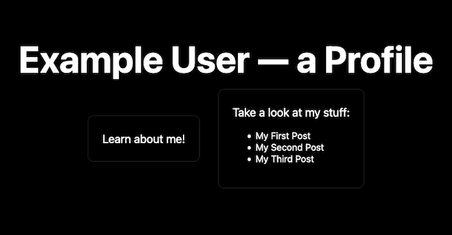 The homepage for the example application The homepage for the example application