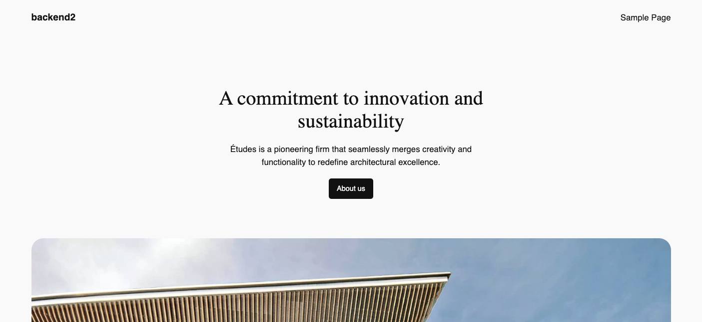 The 2024 default WordPress homepage served from backend2. The 2024 default WordPress homepage served from backend2.