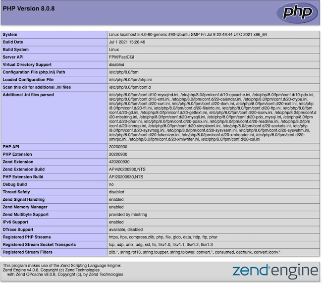 PHP Information page PHP Information page