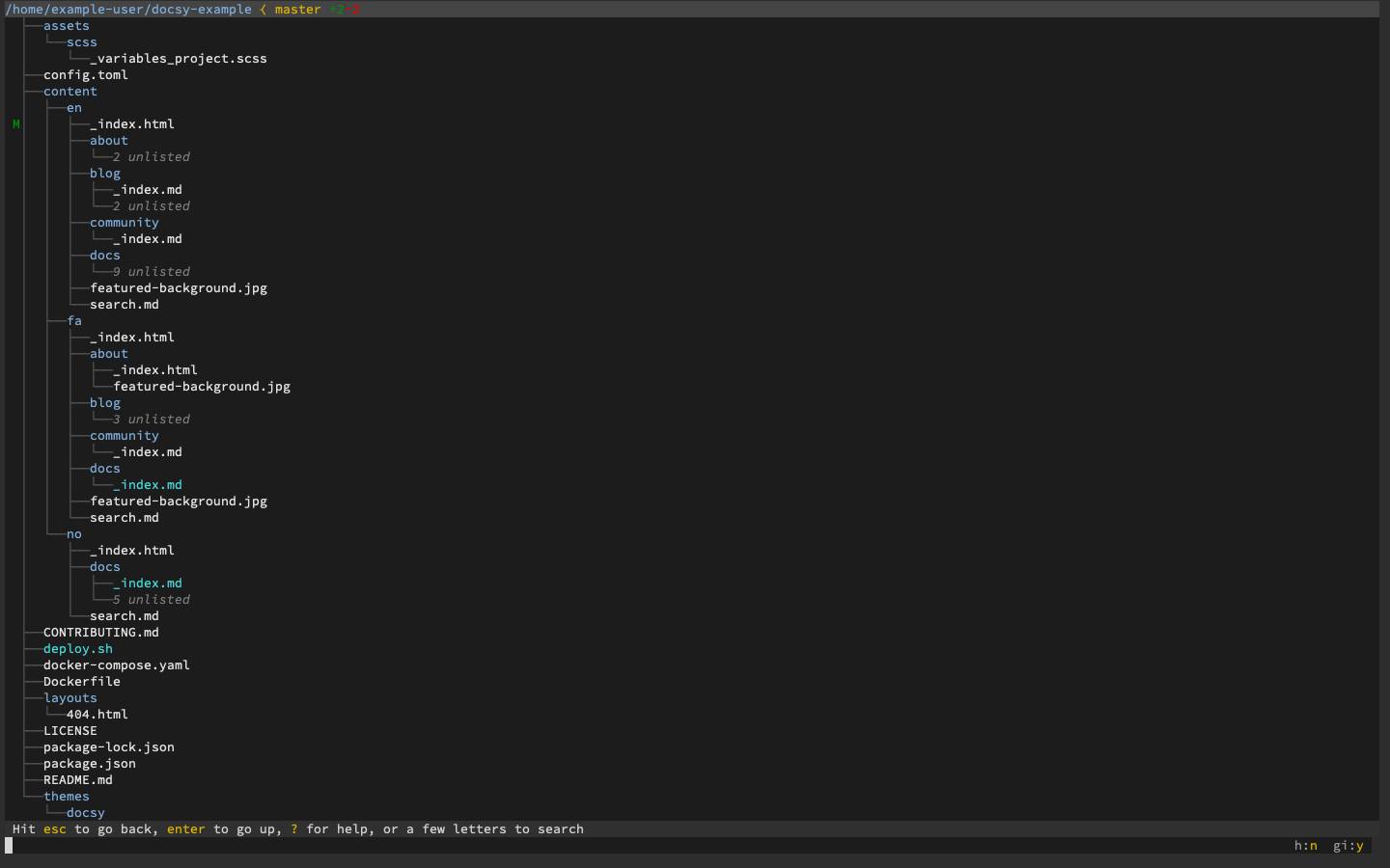 Git annotations in a broot directory tree Git annotations in a broot directory tree